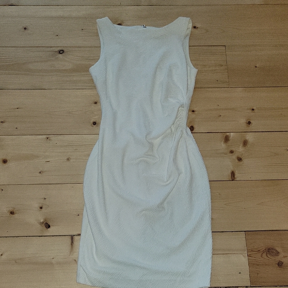 Cache Cream Ruched Sheath Mini Dress